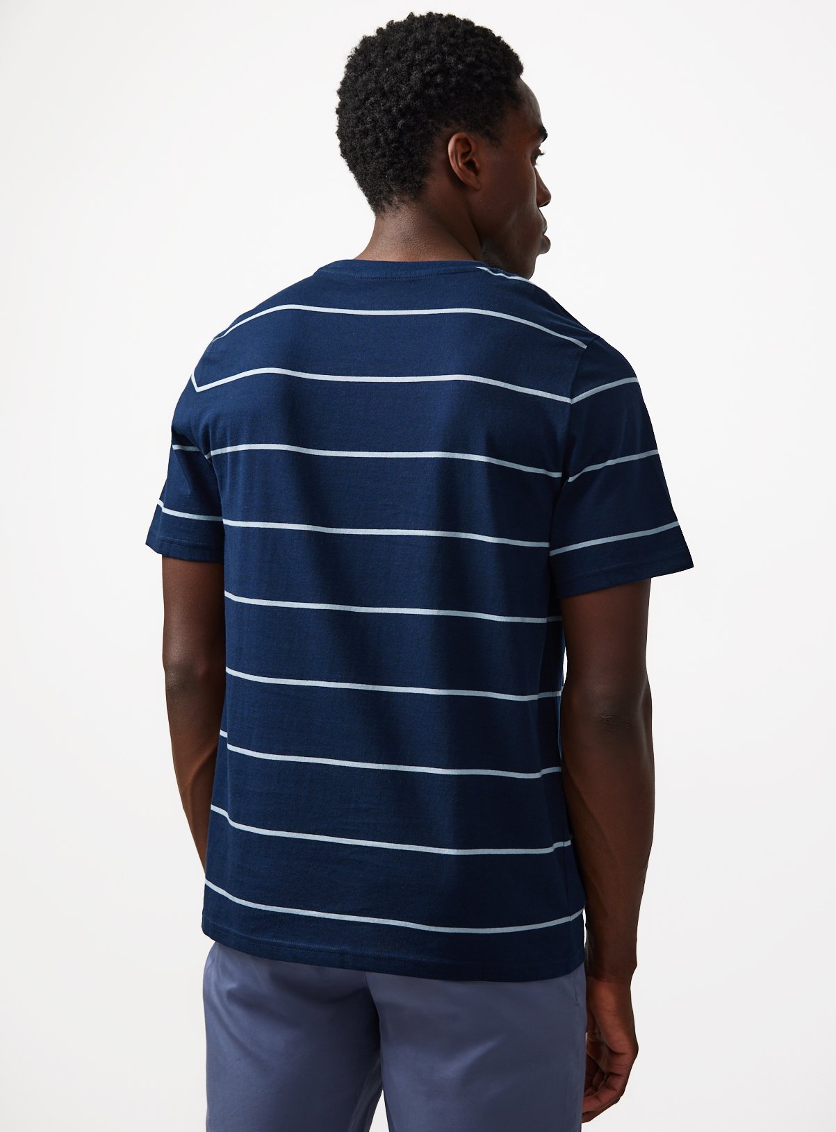 Navy & Khaki Stripe T-Shirts 2 Pack XXXXL - Image 4 thumbnail